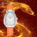 Women's Elegant Snake-Head Design Watch – Minimalist Business Style, Crystal-Embellished Bezel, Leather Strap, Quartz Movement_voghion.com