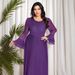 Damenbekleidung Einfarbiges Strick-Mesh-Stretch-Kleid Muslim Party Dinner Robe_voghion.com