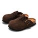 RUIZUSTOCK Autumn Winter Children's Cork Slippers Genuine Leather Boys' Beach Shoes Closed-Toe Girls' Suede Cowhide_voghion.com