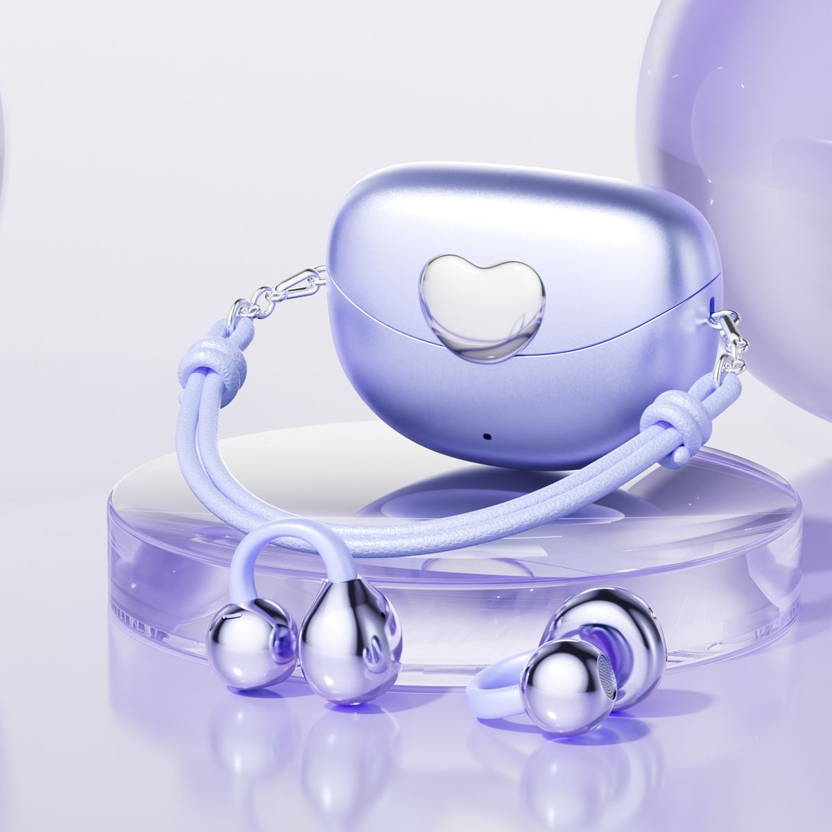 Auricolari a clip a forma di borsa a forma di cuore, cuffie wireless Bluetooth 5.4 con microfono, cancellazione del rumore, impermeabili_voghion.com