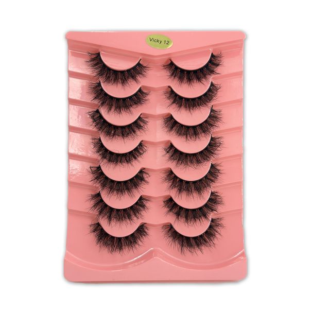7-Pairs Mink Effect False Eyelashes - Natural & Voluminous Wispy Lashes For Dramatic Eye Look (Fluffy, Long-Lasting, Cruelty-Free)_voghion.com