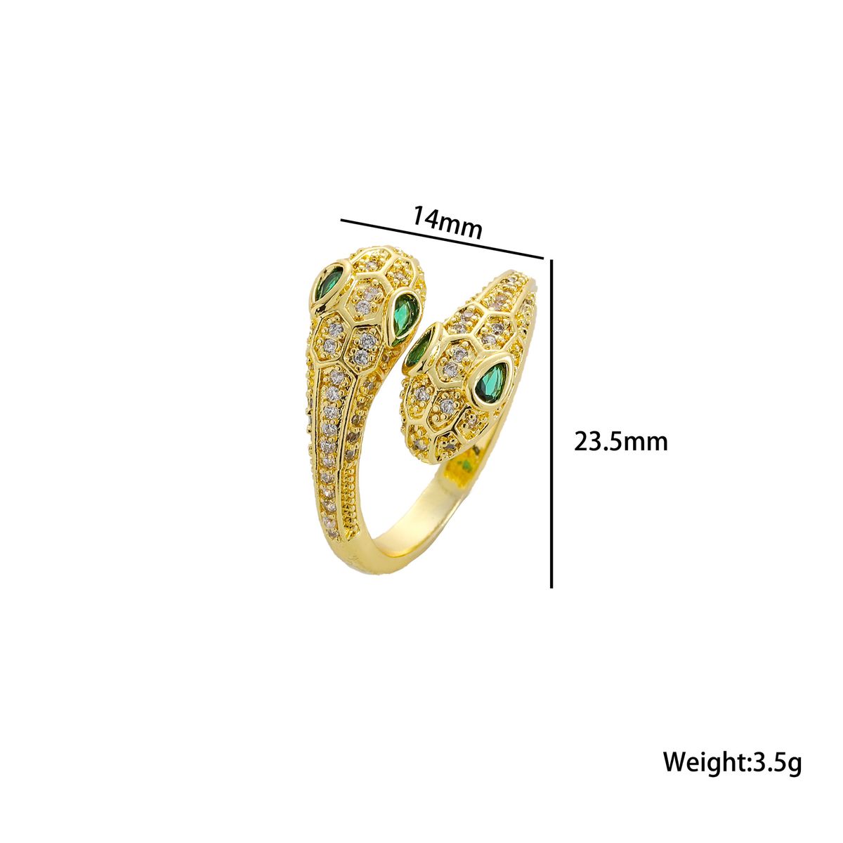 2025 Micro Paved Zircon Double-Headed Snake For Women, Light Luxury High-End Sense, Snake-Shaped Personality Index Finger_voghion.com
