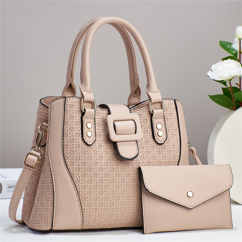 Damentaschen 3-teilig/Set, gewebt, zweiteilig, modische Handtasche, hochwertiges, hochelastisches Material, große Kapazität, Schulter-Umhängetasche_voghion.com