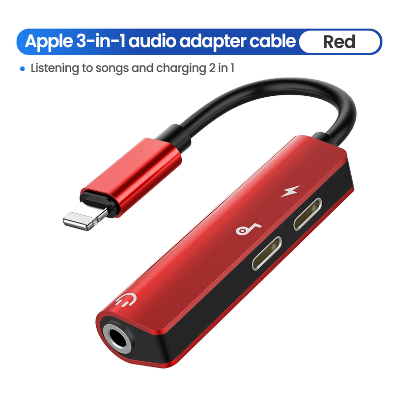 Adattatore audio cavo AUX 3 in 1 per iPhone 14 13 12 Pro Max Jack da 8 pin a 3,5 mm/doppia lampada per ricarica cuffie sp_voghion.com