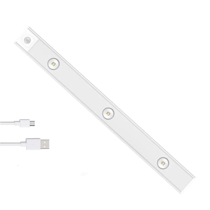 Ultra-Thin LED Motion Sensor Light Strip - Rechargeable Self-Adhesive Cabinet Light With Cat Eye Design & 3-Color Changing For Wardrobe, Wine Cabinet_voghion.com