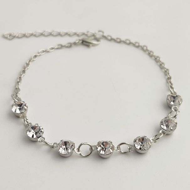 Cavigliera estiva semplice alla moda con strass, pendente a cerchio, catena per piedi a strato singolo_voghion.com