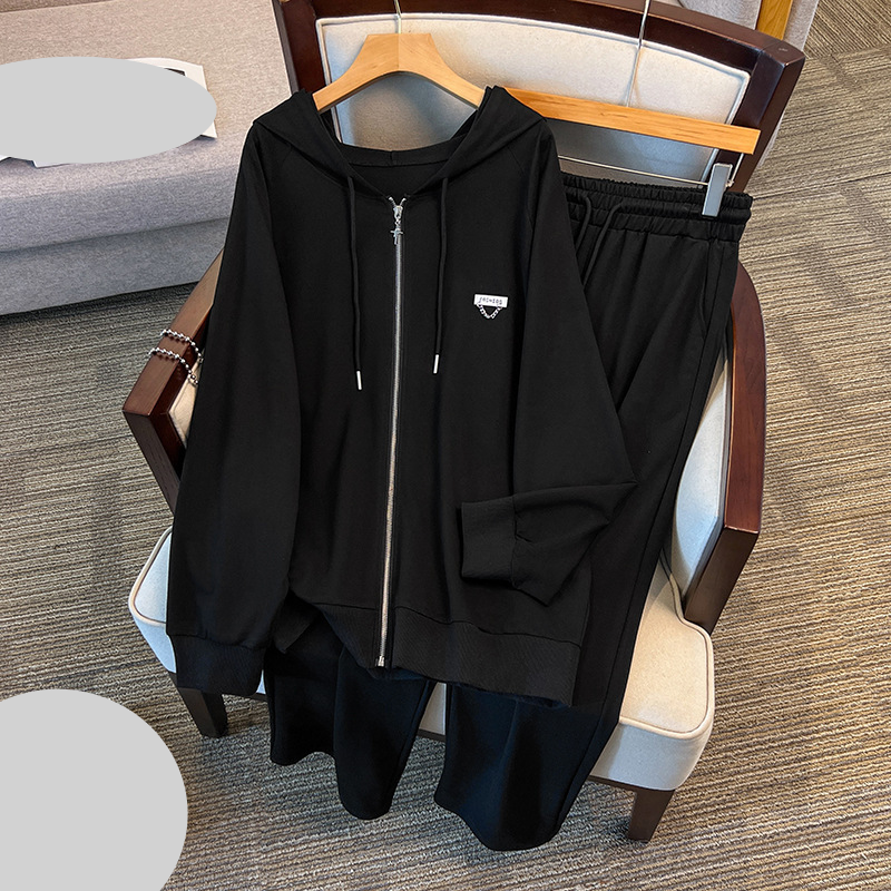 Damenbekleidung Fat Mm Neue Mode Schlank Pullover Hose Mode Lässig Anzug 7338_voghion.com