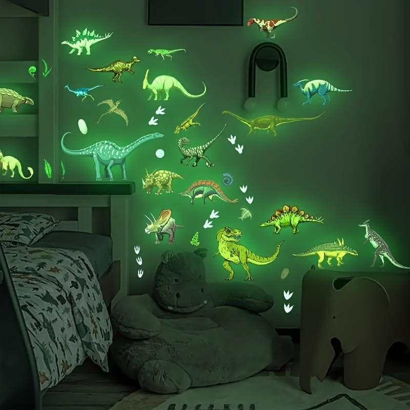 1 Set, Glow In The Dark, Dinosaur Wall Stickers, Removable Waterproof Stickers, Living Room Bedroom Wall Decoration, Home Decoration_voghion.com