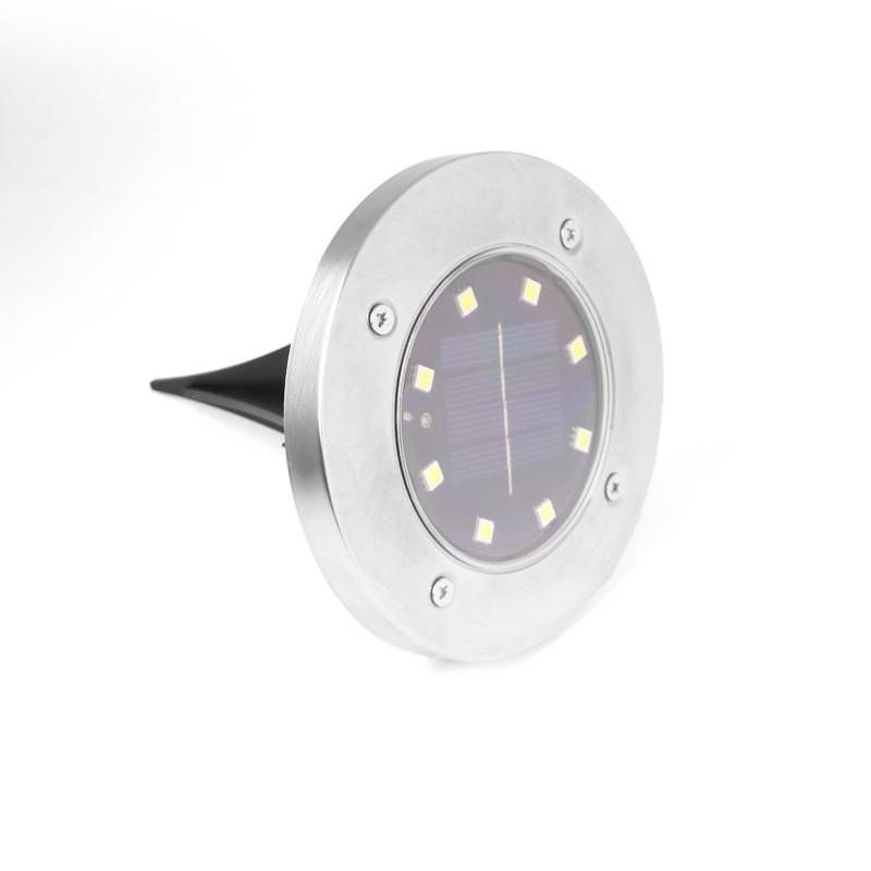 8-LED Solar-Powered In-Ground Garden Lights, Stainless Steel Waterproof Landscape Lighting For Lawn, Pathway & Yard Decoration_voghion.com