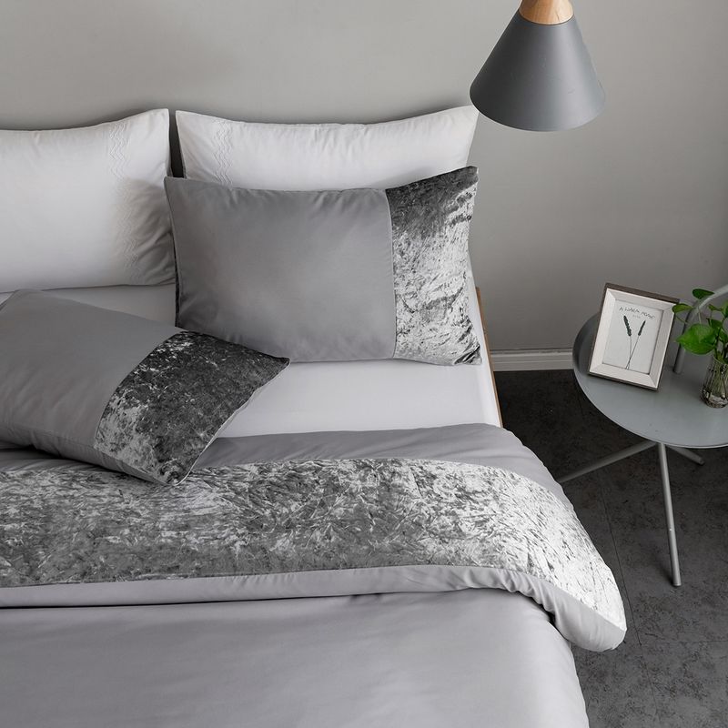 Modern Minimalist Bedding Set Light Gray & Dark Gray Duvet Cover + Pillowcases - 90gsm Synthetic Fiber With Reactive Dyeing_voghion.com