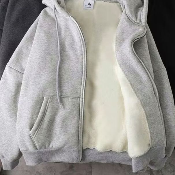 Unisex Fleece Hoodie – Oversized Couple Sweater (Removable Hood & Two-Way Zipper)_voghion.com