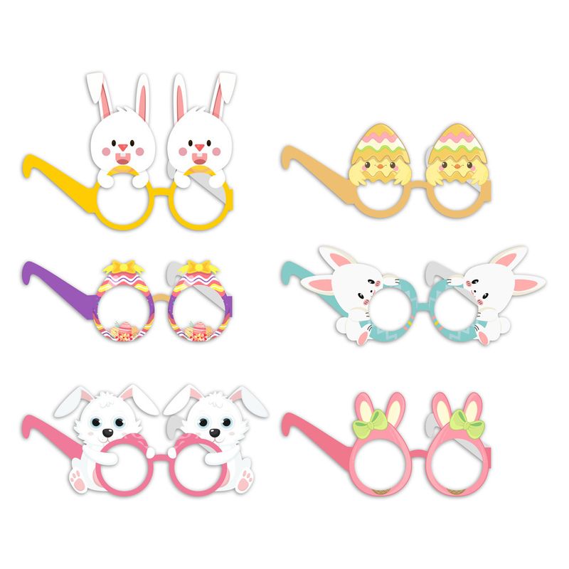 6/12/18/24/36pcs Easter school kindergarten decoration rabbit eggs photo props paper Easter glasses wholesale customization_voghion.com