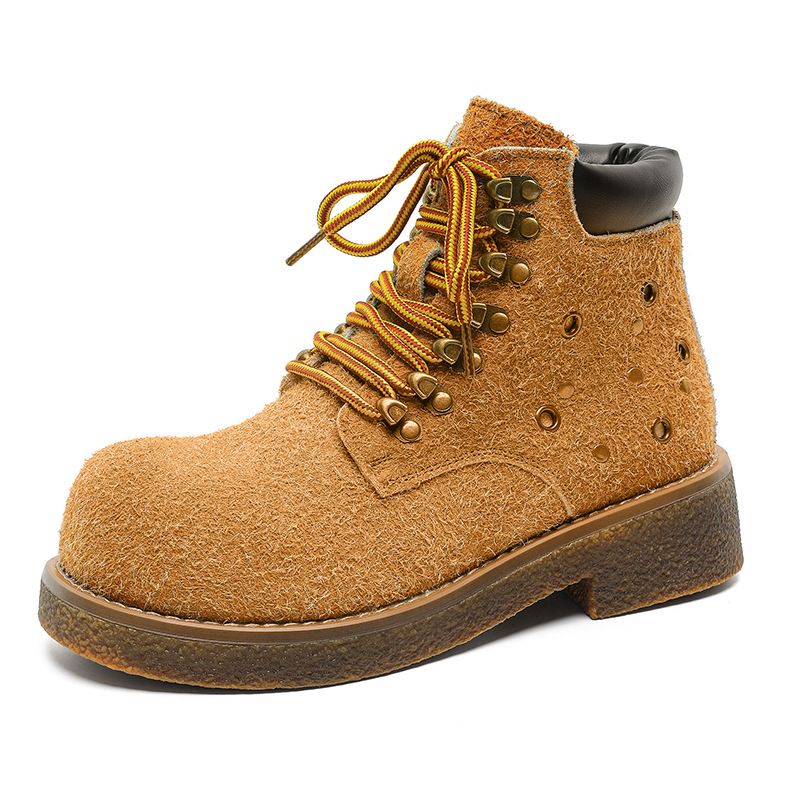 Martin Boots Tooling Boots Heightening Short Boots Tough Guy Big Head High Top Rhubarb Boots_voghion.com