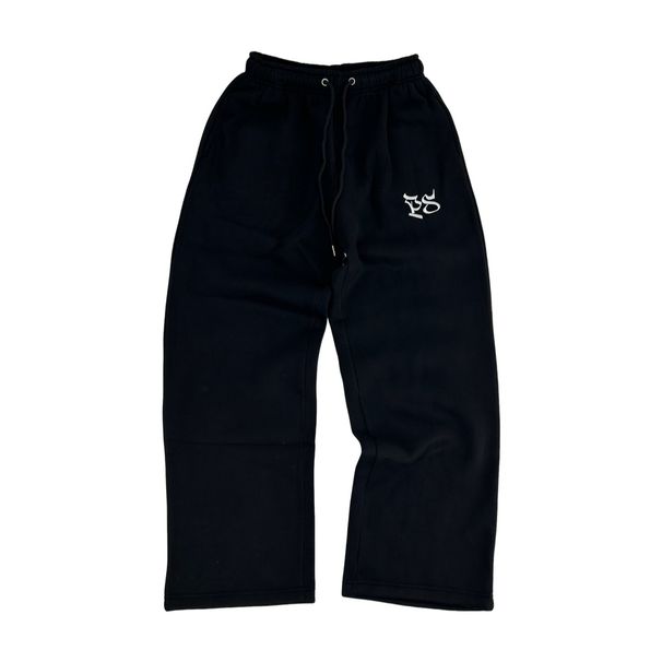 Heren Hip-Hop Streetwear Geborduurde Gebreide Joggingbroek - Baggy Fit Met Trekkoordzoom, Katoenen Fleece Voering, Zwart/Grijs_voghion.com