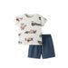 French Elegance Malwee Boys' Summer New Short Sleeve European And American Style Round Neck Casual Sweatpants Two-Piece Set For Kids_voghion.com