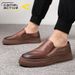 German Camel Dynamic 2022 Herbst Neue Business Casual Slip-On Flache Arbeitslederschuhe Dicke Sohle Versteckter Absatz_voghion.com
