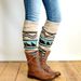 Women's mid-length knitted boots with color matching leg sets_voghion.com