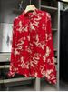 Chinese style Dragon pattern imitation silk printed pullover button-down shirt top for women_voghion.com