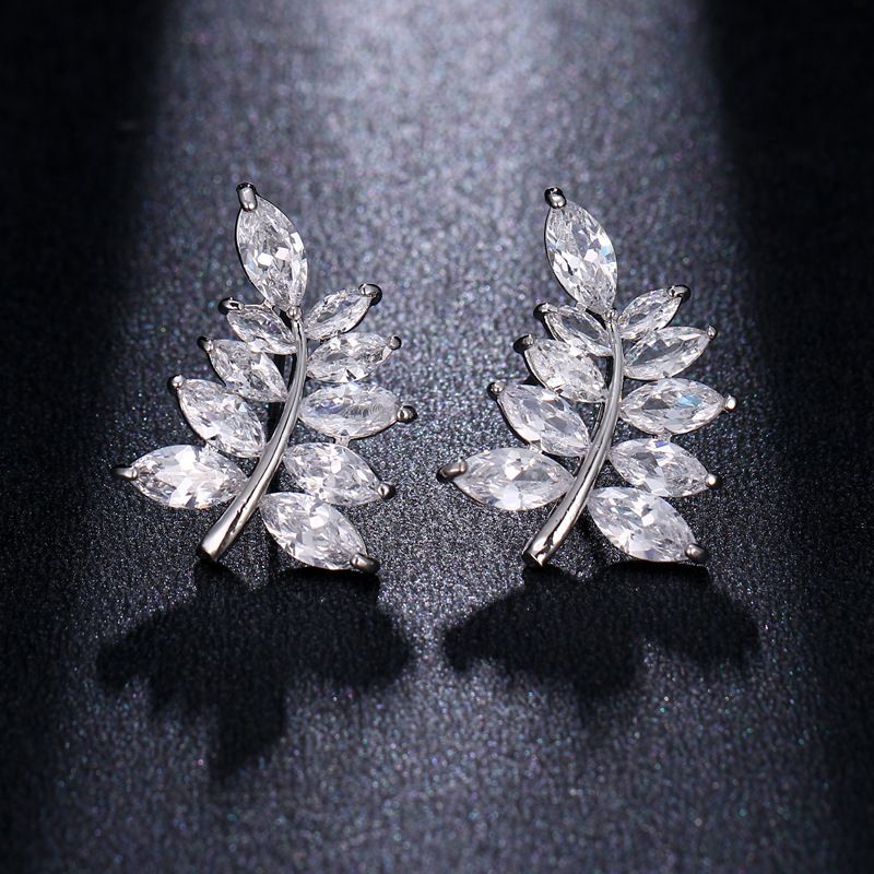 Sterling VENUS Sier Olive Zirkon Intarsien Baum Zweig Ohrringe Weibliche Mode Persönlichkeit Schmuck Geschenke Wer_voghion.com