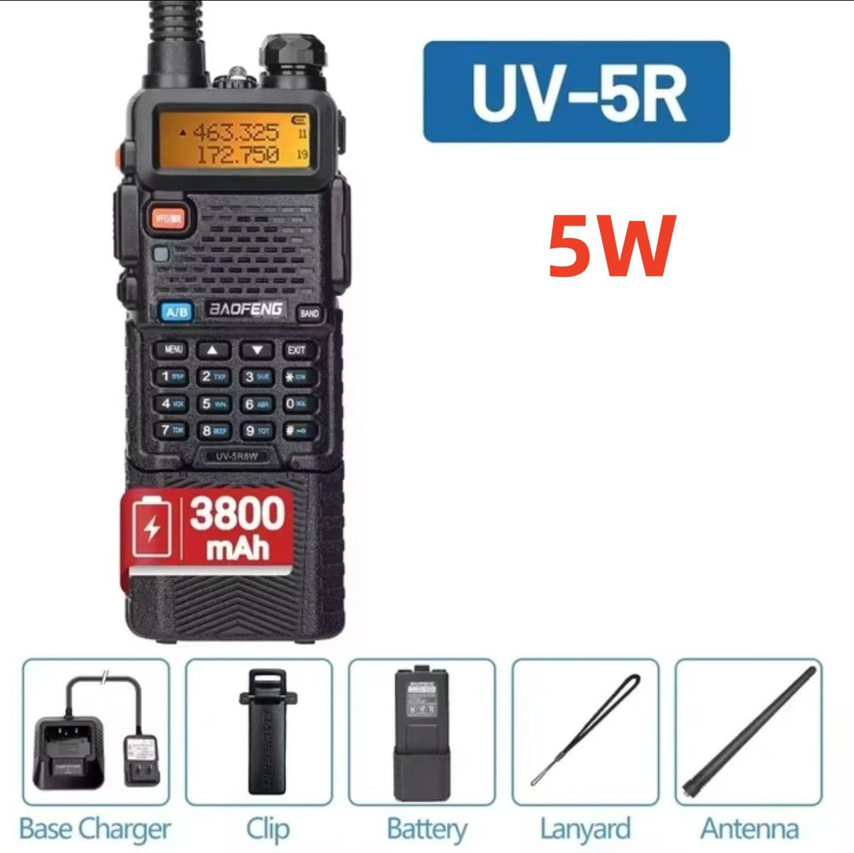 Interfono UV5R Auto a guida autonoma wireless Radio portatile a doppio stadio da 8 W 3800 mAh_voghion.com