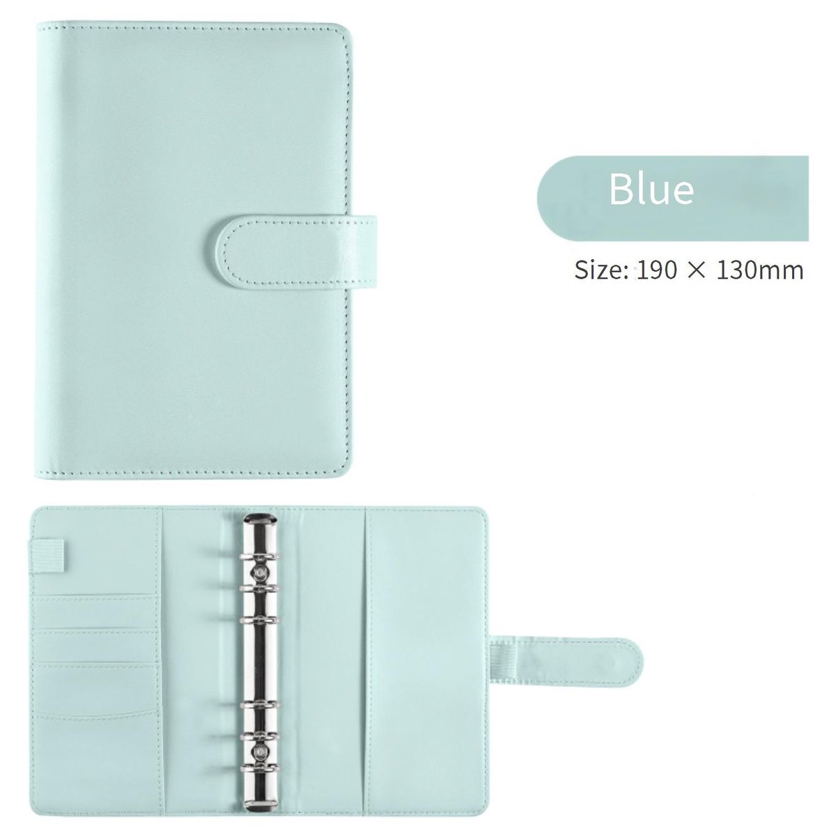 A6 Leather-Look Macaron Binder Notebook – Budget Planner With 12 Cards, 8 Zipper Pockets, 45 Lined Pages, 14 Monthly Planners_voghion.com