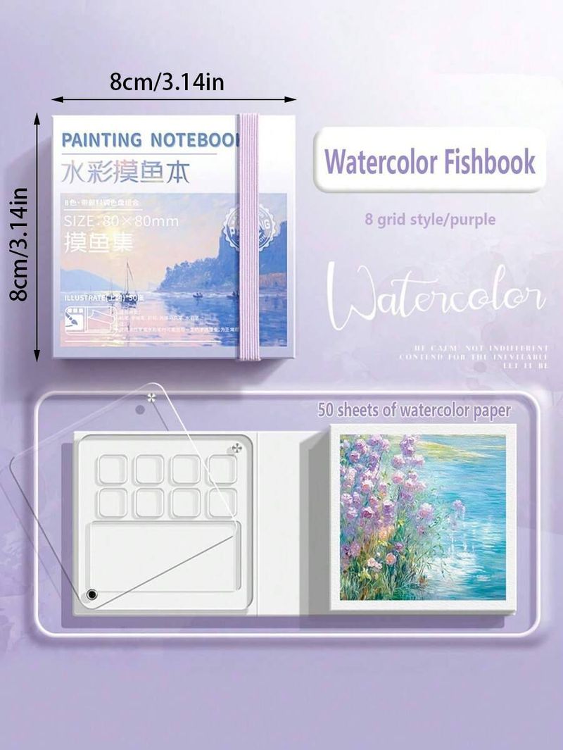 1 mini livro portátil de pigmentos de aquarela, caderno de colorir para viagem, embalagem com pigmentos de aquarela em grade pequena, adequado para pintura, volta às aulas_voghion.com