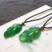 Ice-grade Jasperite Jade-green Leaf Pendant, Green Jasperite Pendant, Jade Necklace, Golden Plumage And Jade Leaves._voghion.com