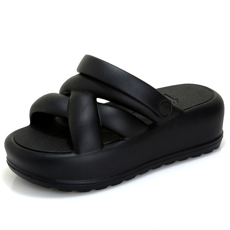 Taburet cu talpă grosime de 7 cm, taburet de plajă la modă în aer liber de vară, pantofi de pandișpan, înălțați pentru femei_voghion.com