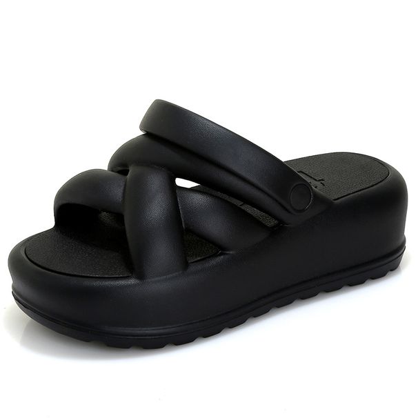 Taburet cu talpă grosime de 7 cm, taburet de plajă la modă în aer liber de vară, pantofi de pandișpan, înălțați pentru femei_voghion.com