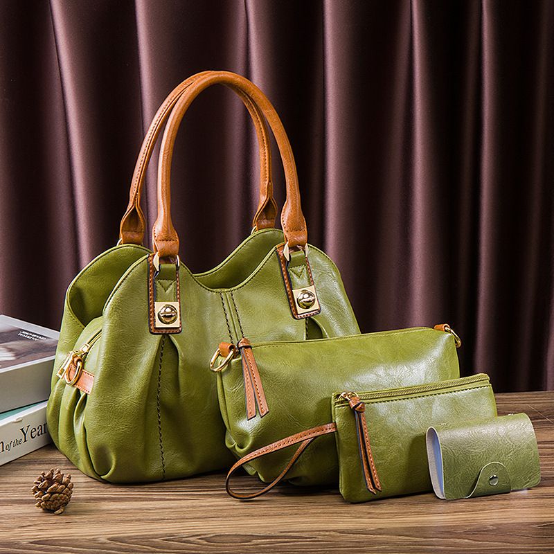Ensemble de sacs à main pour femme 4 en 1 – Sac à main en cuir PU souple avec poignée supérieure, fourre-tout, sac à bandoulière, sac à main et portefeuille – Élégant et polyvalent pour un usage quotidien_voghion.com