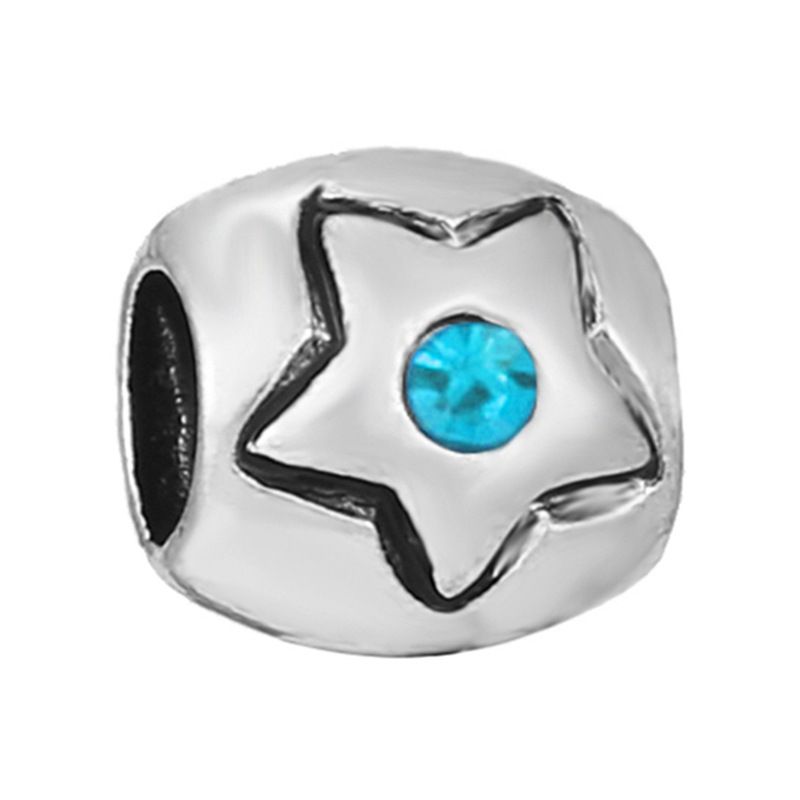 Blue Diamond MY LOVE Alloy Large Hole Bead Bracelet Beaded DIY_voghion.com