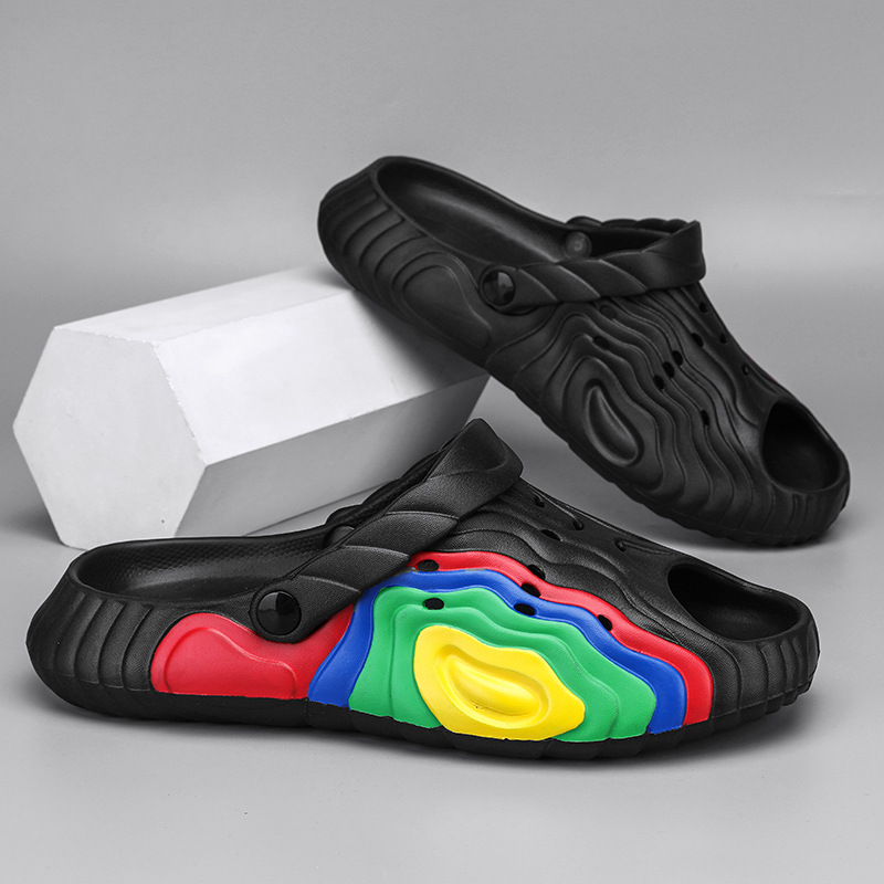 Uple Hole Shoes Summer New Non Slip Dual Use Casual Beach Trendy Outerwear Sandals And Slippers_voghion.com