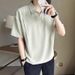 Polo de manga corta con cuello vuelto para hombre, estilo nuevo de verano, con diseño de media cremallera, estilo informal, para adultos, moderno._voghion.com
