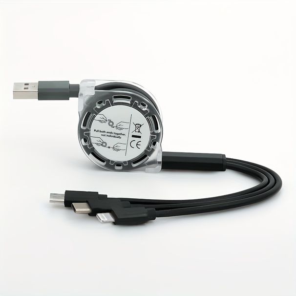 Cavo di ricarica USB retrattile 3 in 1 per iPhone, per SamSung per Android, tipo C/micro USB compatibile con Xiaomi, Redmi, OnePlus, OPPO, per VIVO_voghion.com
