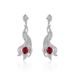 Orecchini lunghi con foglie cave antiche S925 in argento con borchie rosse e blu_voghion.com