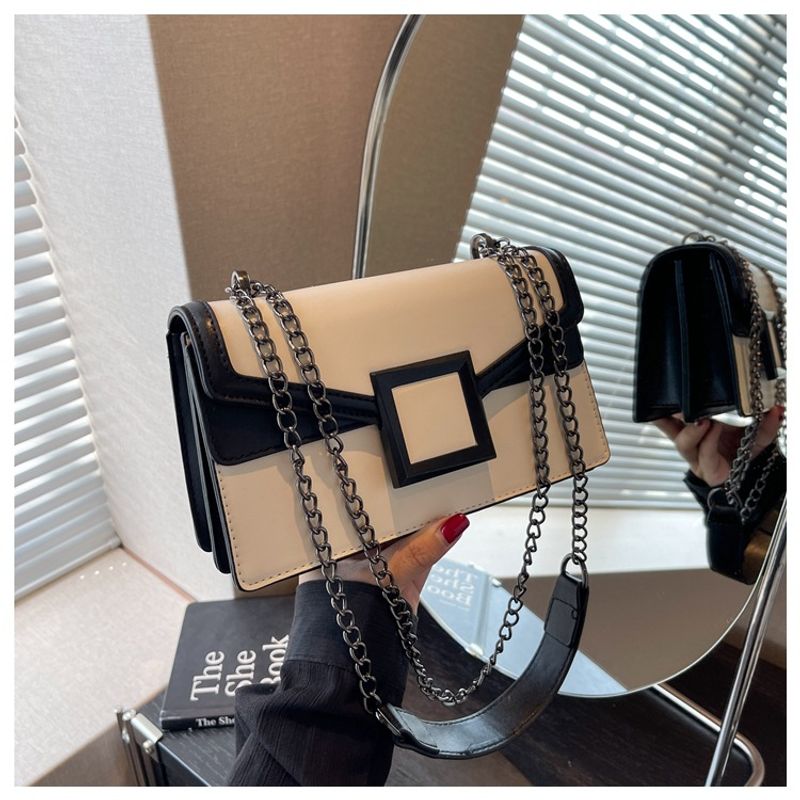 Borsa a tracolla singola di nicchia francese Donna 2023 Nuova borsa a catena all-match di moda con piccola borsa quadrata a contrasto di colore di fascia alta_voghion.com