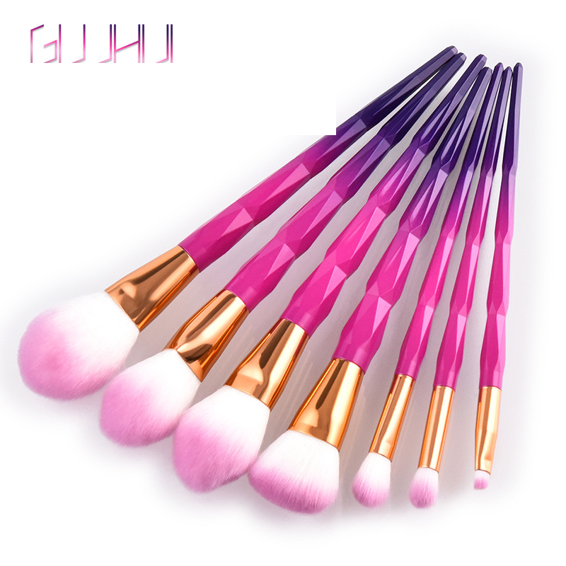 4/7/10 stuks make-upborstels, schoonheidstools, diamanten oogset, ventilatorborstel, paars en blauw verloop GUJHUI_voghion.com