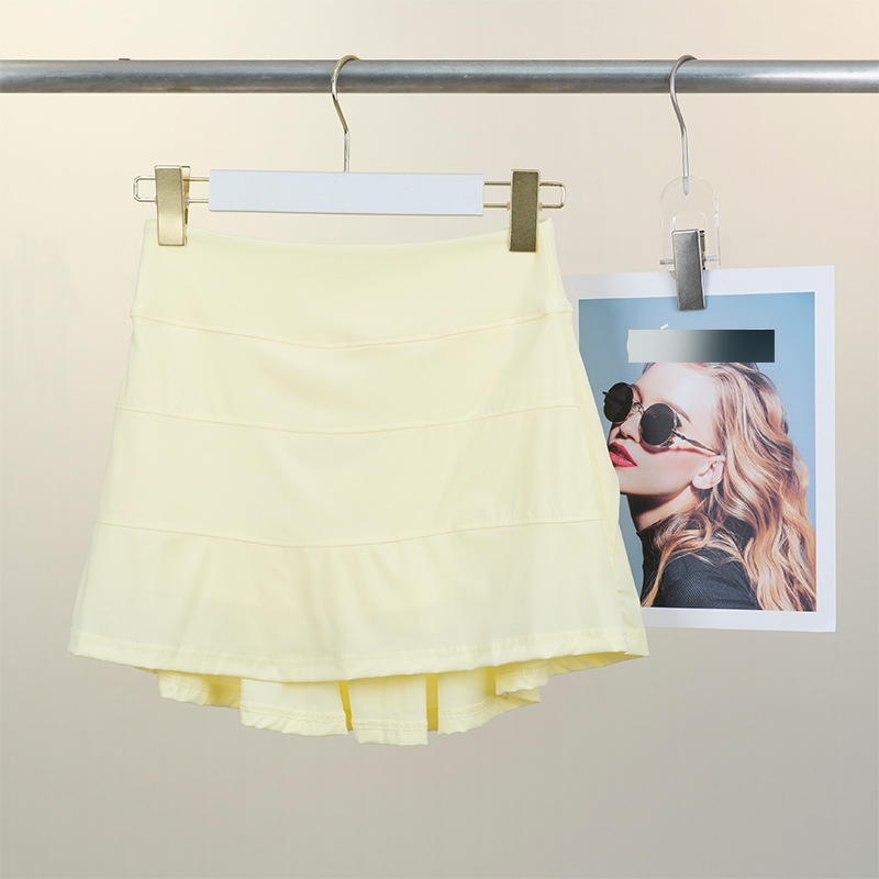 Women's Clothing Sports Skirt Pants Women's Summer Thin Fitness Running Anti Exposure Two Piece High Waist Pleated Skirt Yoga Skirt_voghion.com