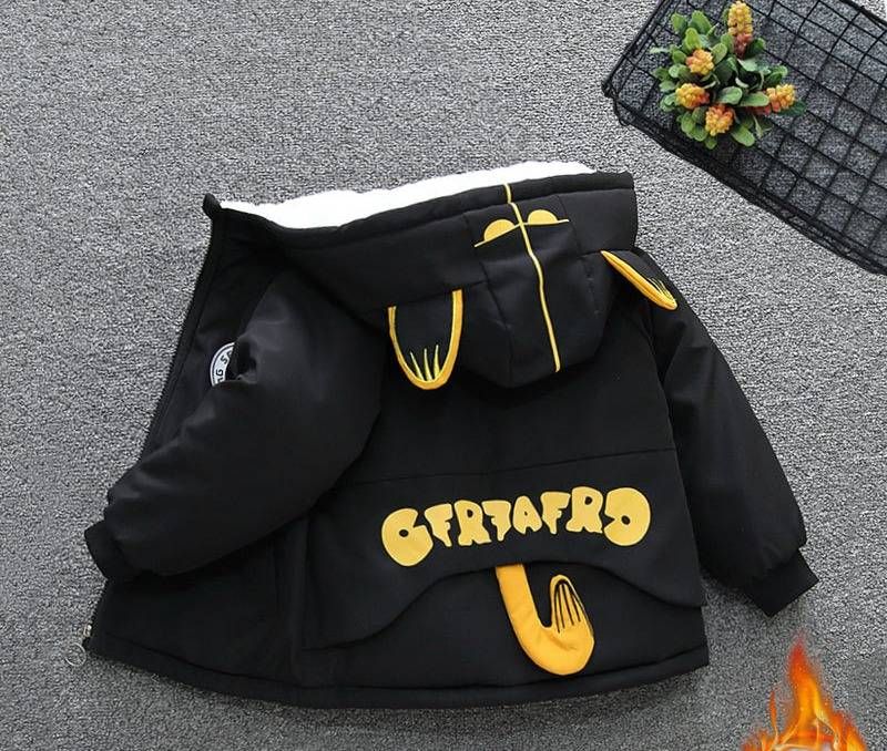 Children's Clothing Boys Autumn And Winter Clothes Stylish Parka Cotton Coat Girls Cartoon Hooded Tops New Style Plush Thick Coat_voghion.com