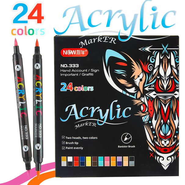 Dual-Tip Acrylic Paint Markers, Quick-Dry & Vibrant Colors, Perfect For DIY Art, Graffiti, Sketching & Watercolor Painting - Set Of 12/24/36 Markers_voghion.com