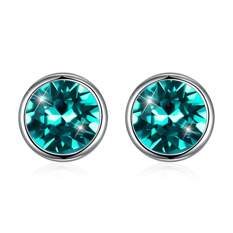 Women's Jewelry Uses Austrian Elements Crystal Earrings With Round Faces To Make Them Look Thinner Simple 925 Sterling Silver Earrings_voghion.com
