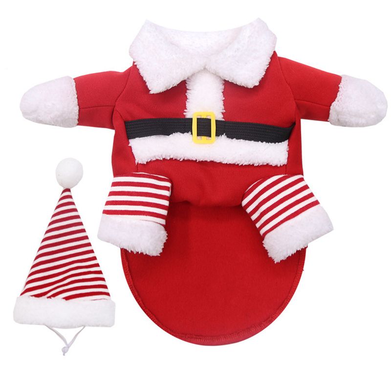 Christmas Big dog Cat Santa Claus clothes dog pet supplies furry funny two feet golden hair transformation_voghion.com