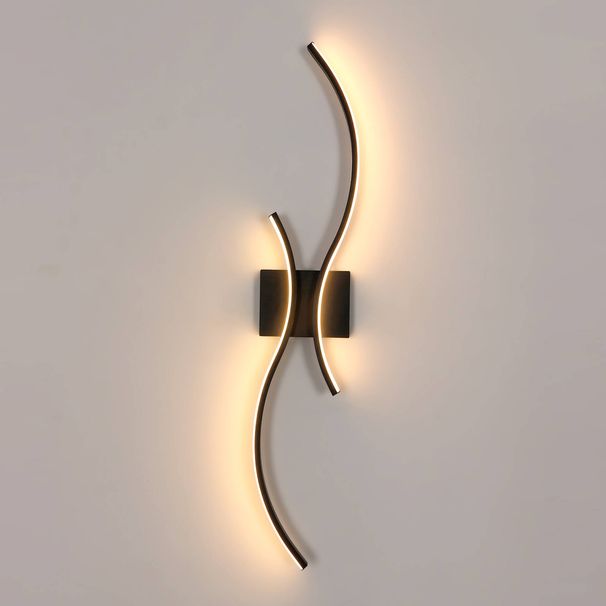 GOECO Nordic Design Wandleuchte, Schwarz, 80x15x4,5 cm, Warmes Licht 3000K, 25W, Moderne Dekoration Für Breite Treppen_voghion.com