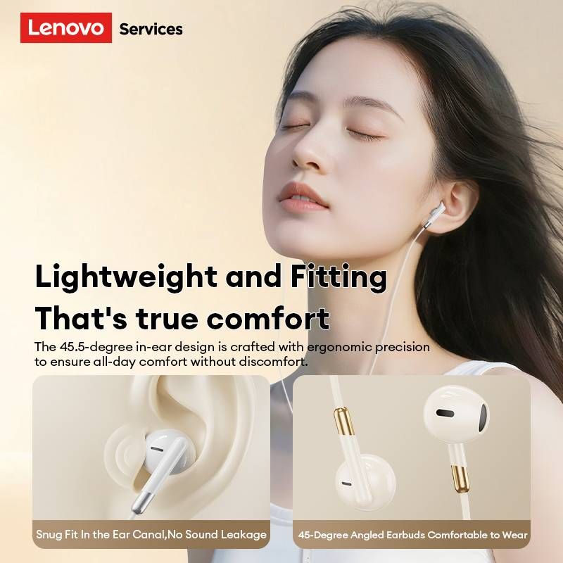 Original Lenovo Y106 Wired Earphones In-Ear In-line Control Headphones 3.5mm USB Type C Noise Reduction Stereo Music Earbuds With Mic_voghion.com