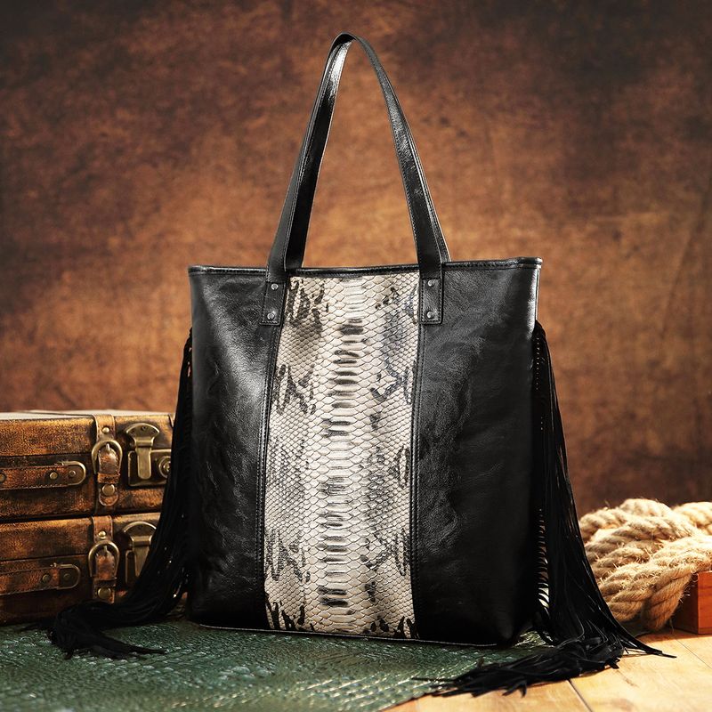 Damen Tasche Retro Stil Tote Schlange Muster Schulter Handtasche_voghion.com