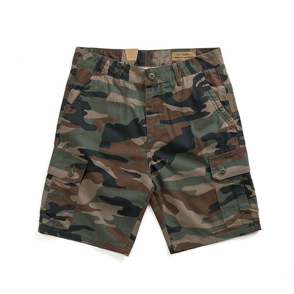 Camouflage Aarbechtsshorts, Summer Männer Wäsch Fënnef-Véierel-Hosen, Khaki-Stil robust Casual Shorts_voghion.com