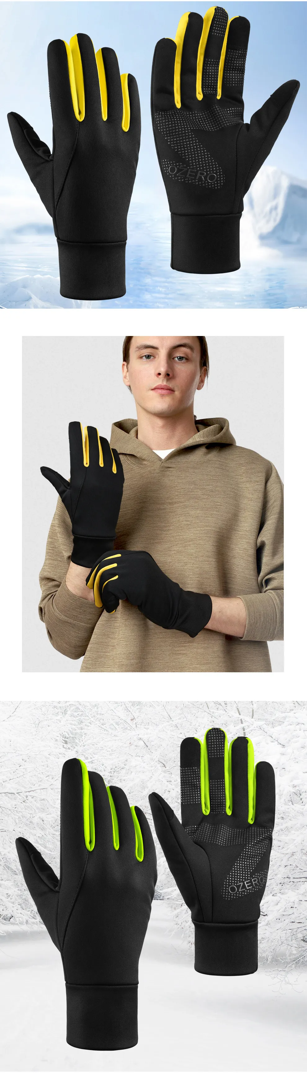 Gants de sport Ski Cyclisme Moto Randonnée Gants de cyclisme Gants de cyclisme pour hommes Polaire légère Sports de plein air Gants chauds pour femmes_voghion.com