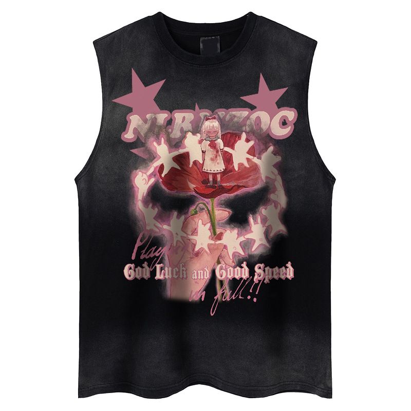 Herrenbekleidung Retro Farbverlauf Distressed Bedruckte Weste T-Shirt Süß Cool Style Locker Lässig Ärmellos Weste_voghion.com