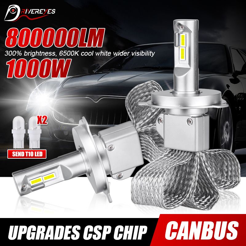 Lampadina per fari a LED H4 H11 da 800000LM, H1 H8 H9, fendinebbia 9005 HB3 9006 HB4, lampada per auto, turbo 6000K, diodo H7 LED senza ventola_voghion.com