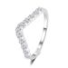 Sterling silver high carbon V-shaped plain design for women with a sense of niche and simple stacking diamond ring_voghion.com